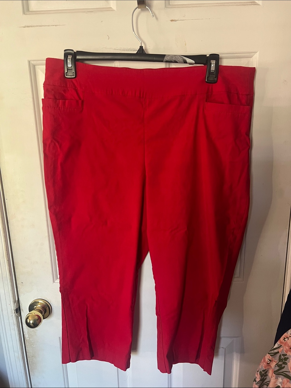 Bright Red Cropped Ponte Pants
